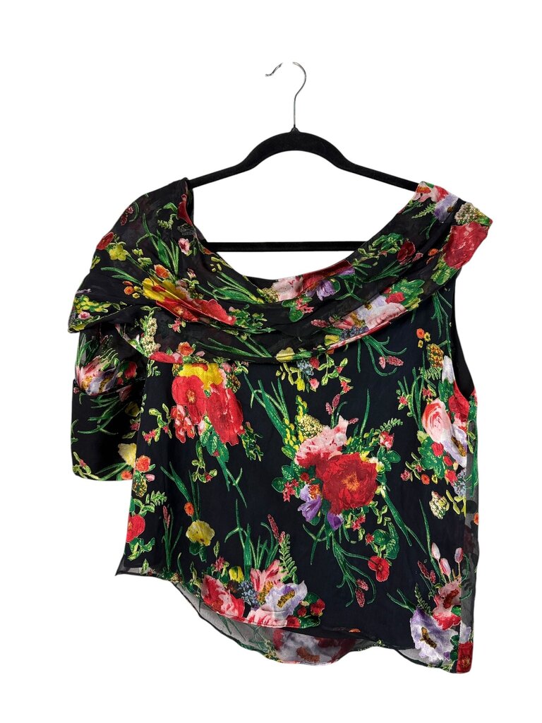 ALICE + OLIVIA DRAPPED OFF THE SHOULDER FLORAL BLOUSE
