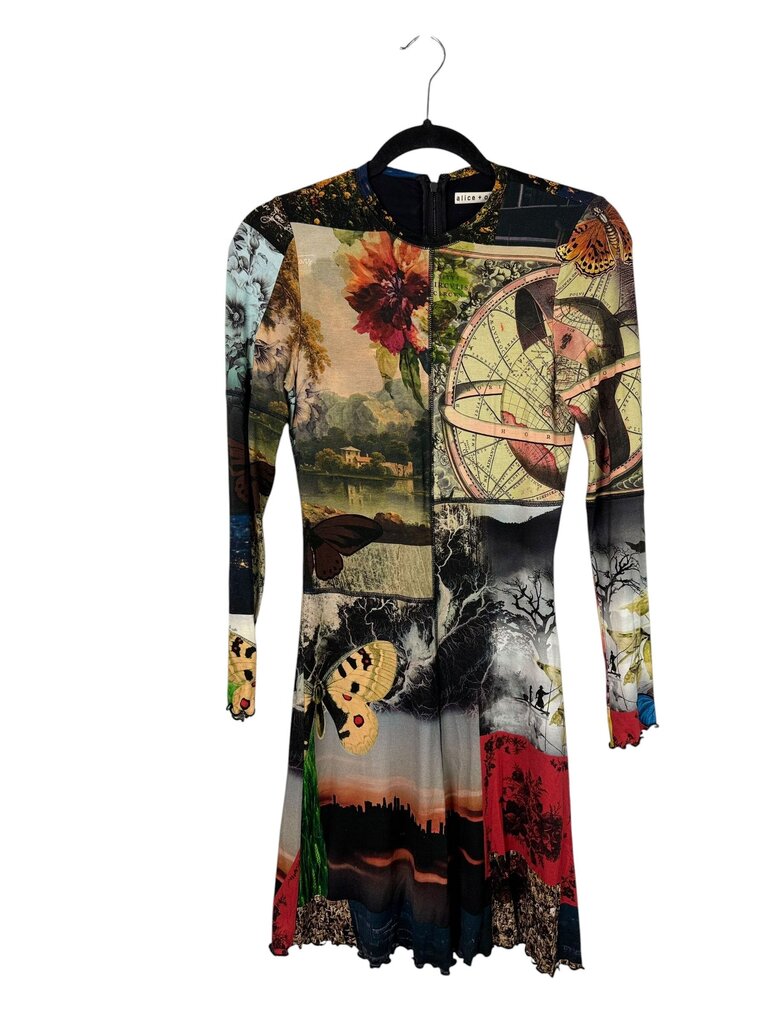 ALICE + OLIVA PANELED ECO FUSION DELORA DRESS