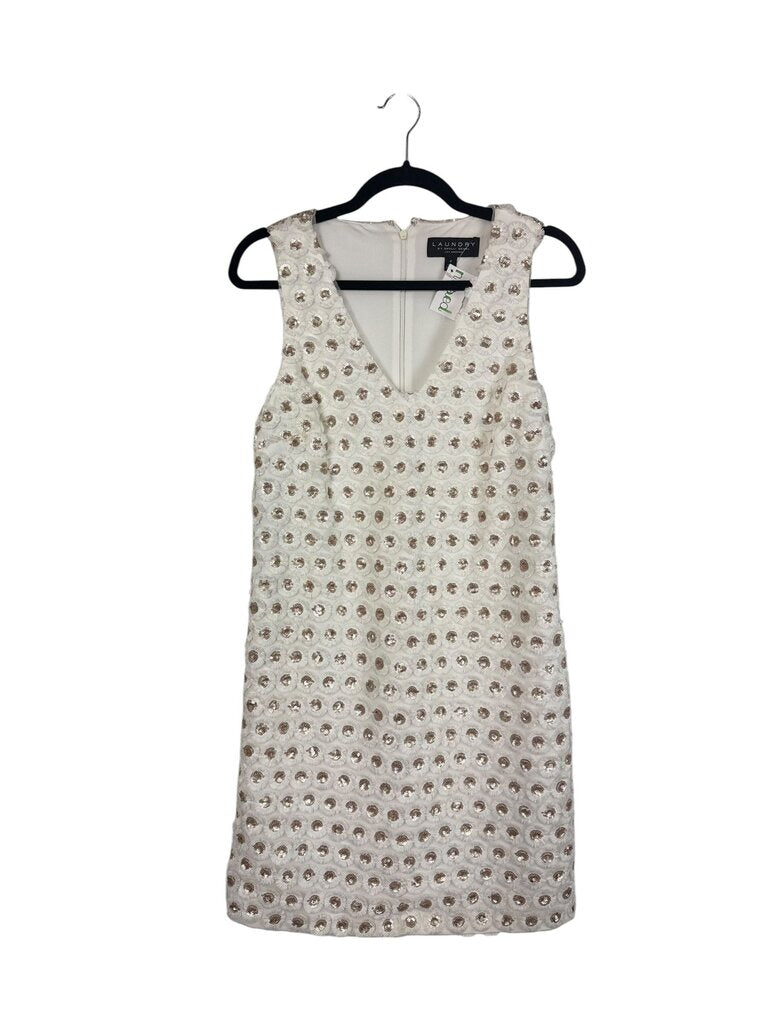 LAUNDRY BY SHELLI SEGAL SHIMMER/FLORAL FRINGE DRESS