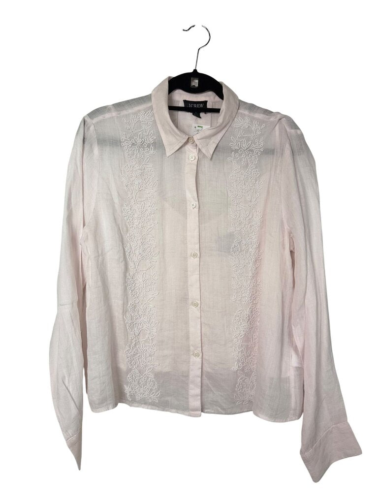 J.CREW BEADED SHEER BUTTON UP
