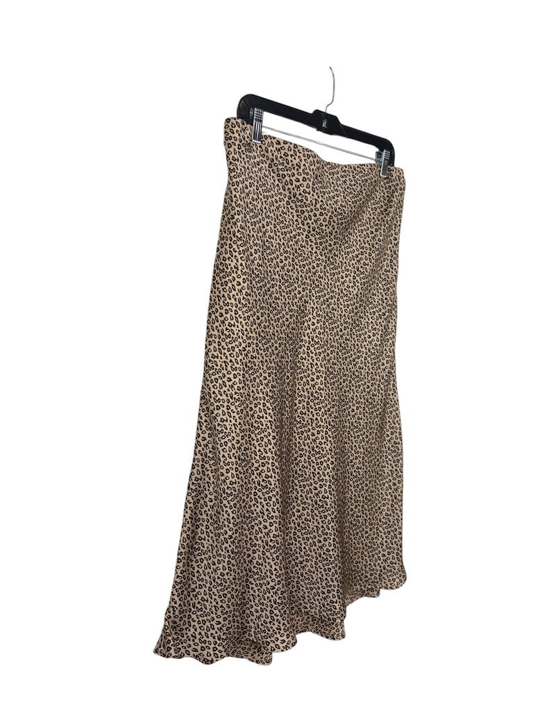 LEITH SATIN ANIMAL PRINT MIDI SKIRT