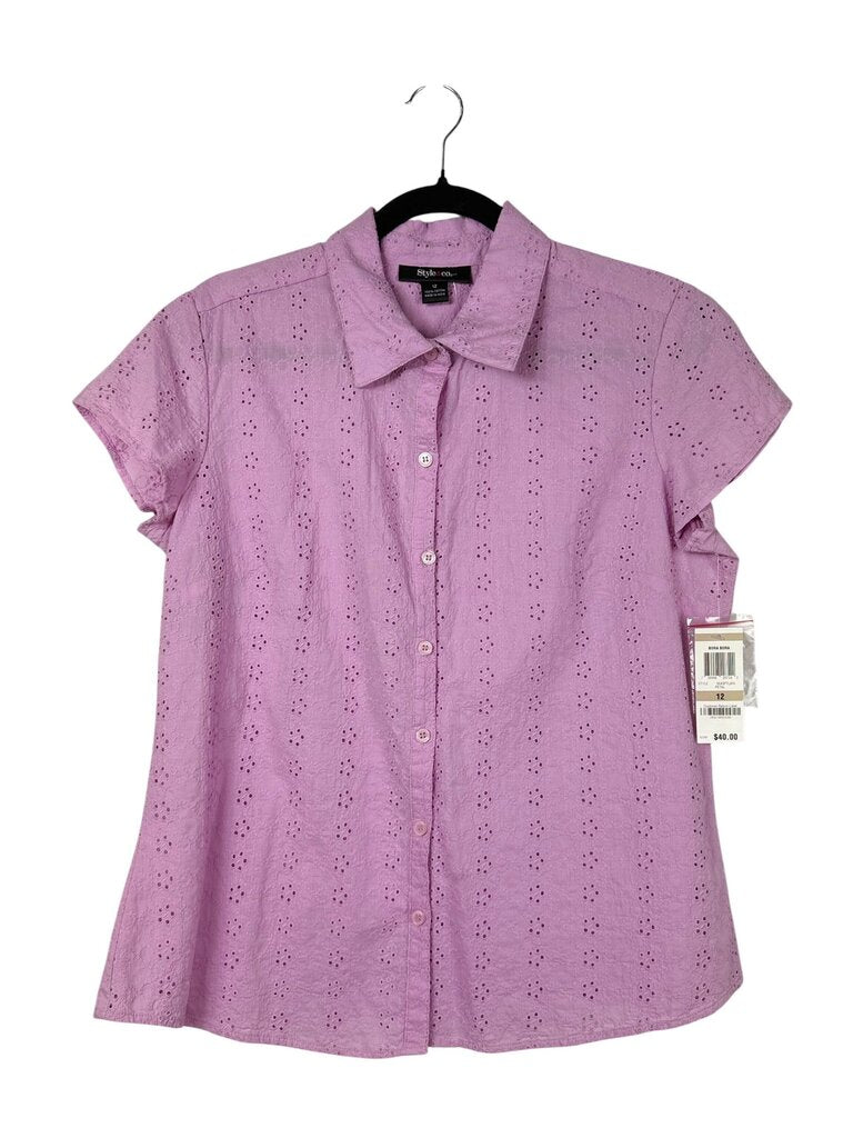 STYLE & CO EYELET BUTTON DOWN