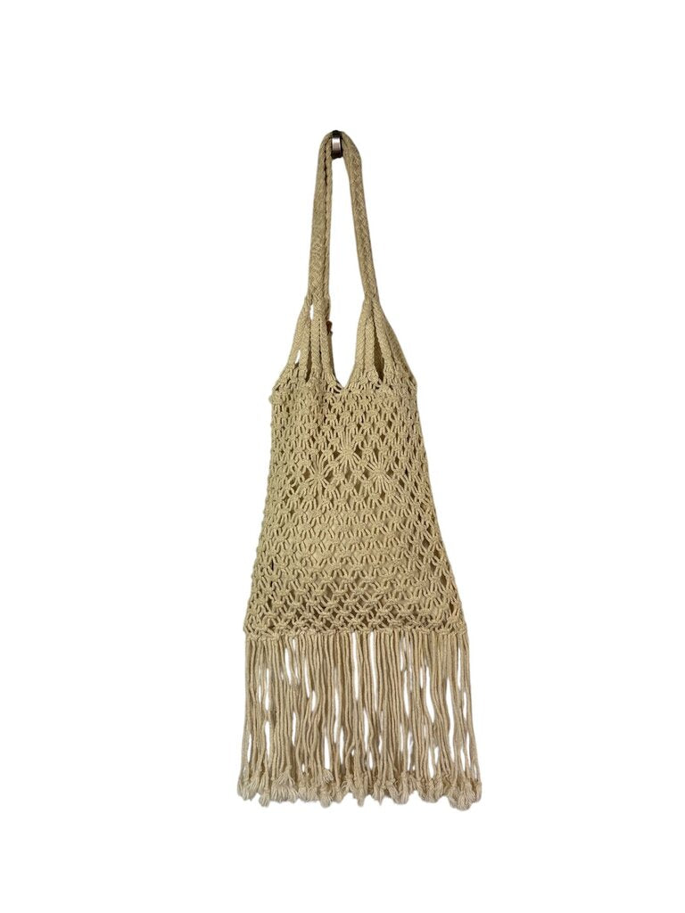 RALPH LAUREN CROCHET TASSEL HANDBAG