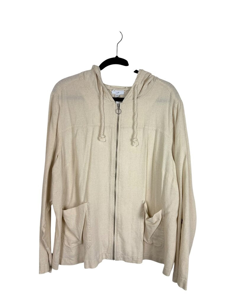 J.JILL ZIP UP LINEN HOODIE