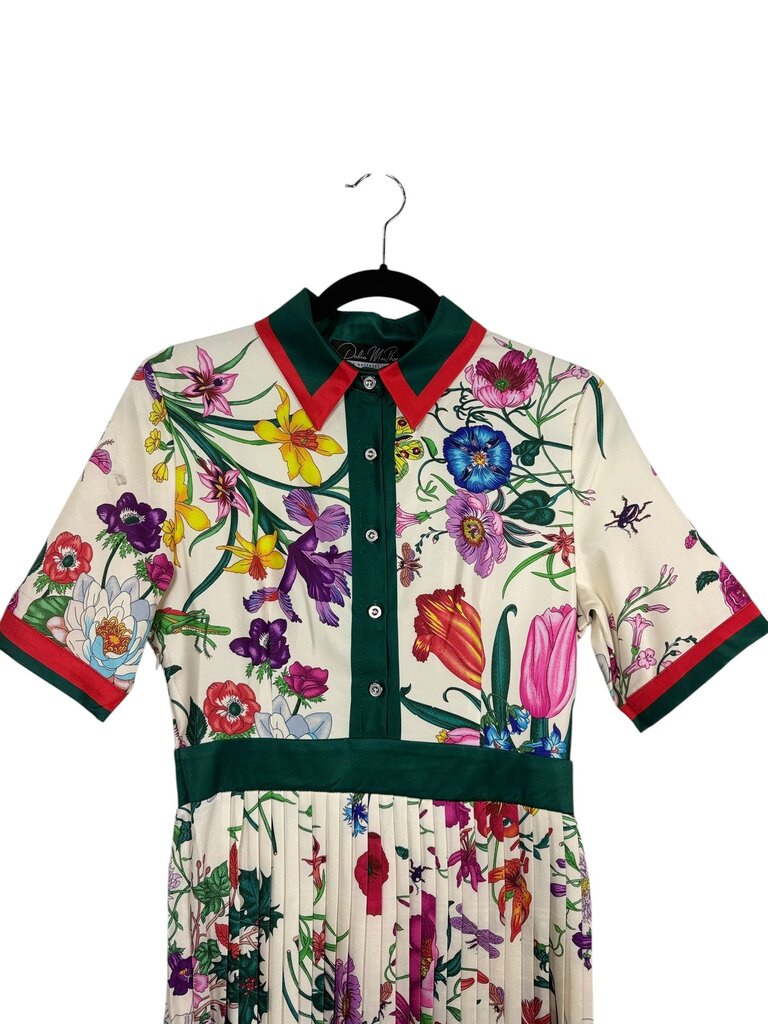 DALIA MACPHEE PLEATED FLORAL DRESS