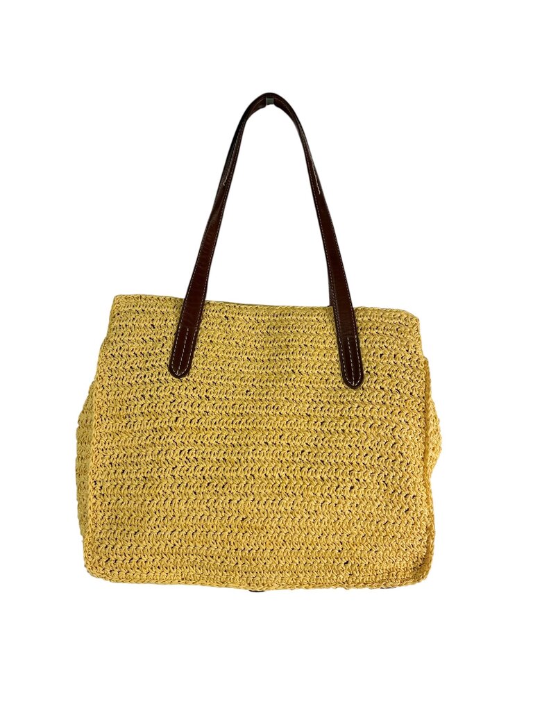 BRIGHTON CROCHET KNIT LEATHER STRAP TOTE