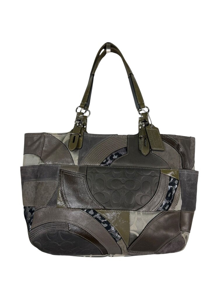 COACH ANIMAL PRINT & SUEDE PATCHWORK HANDBAG