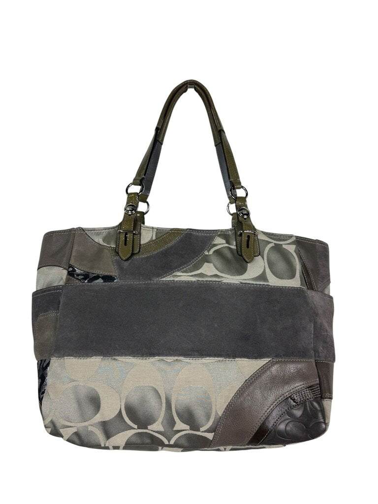 COACH ANIMAL PRINT & SUEDE PATCHWORK HANDBAG