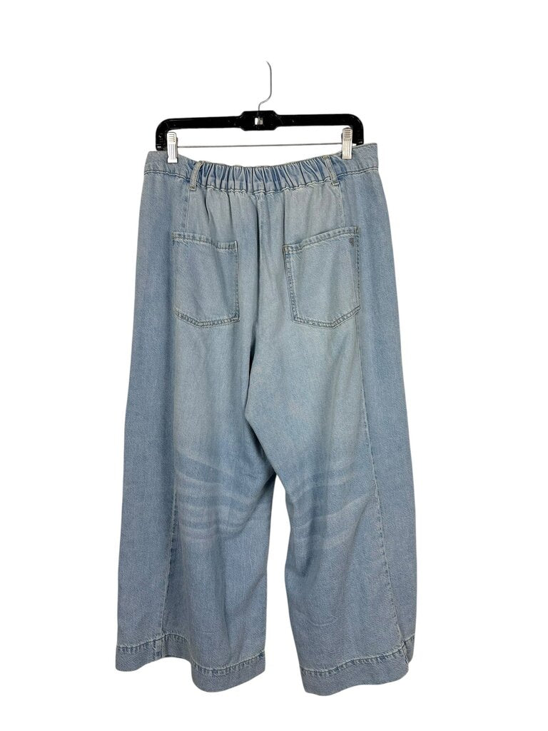 PILCRO DENIM WIDE LEG CAPRIS