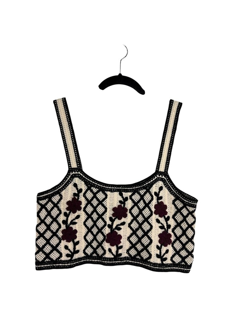 BLUSH BOUTIQUE FLORAL KNIT CROP TOP