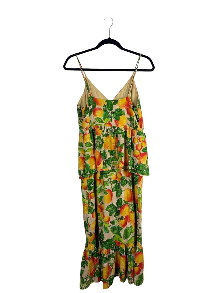 FARM RIO ORANGE PRINT EYELET DRESS