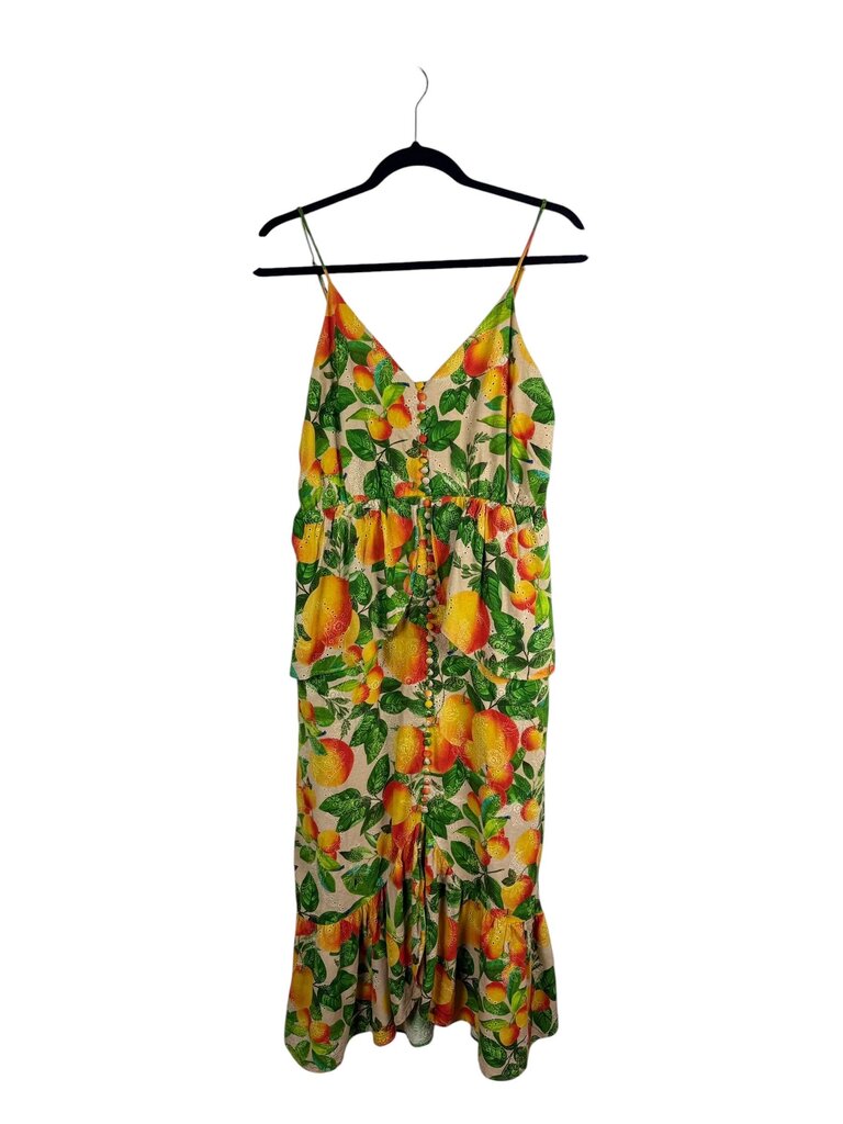 FARM RIO ORANGE PRINT EYELET DRESS