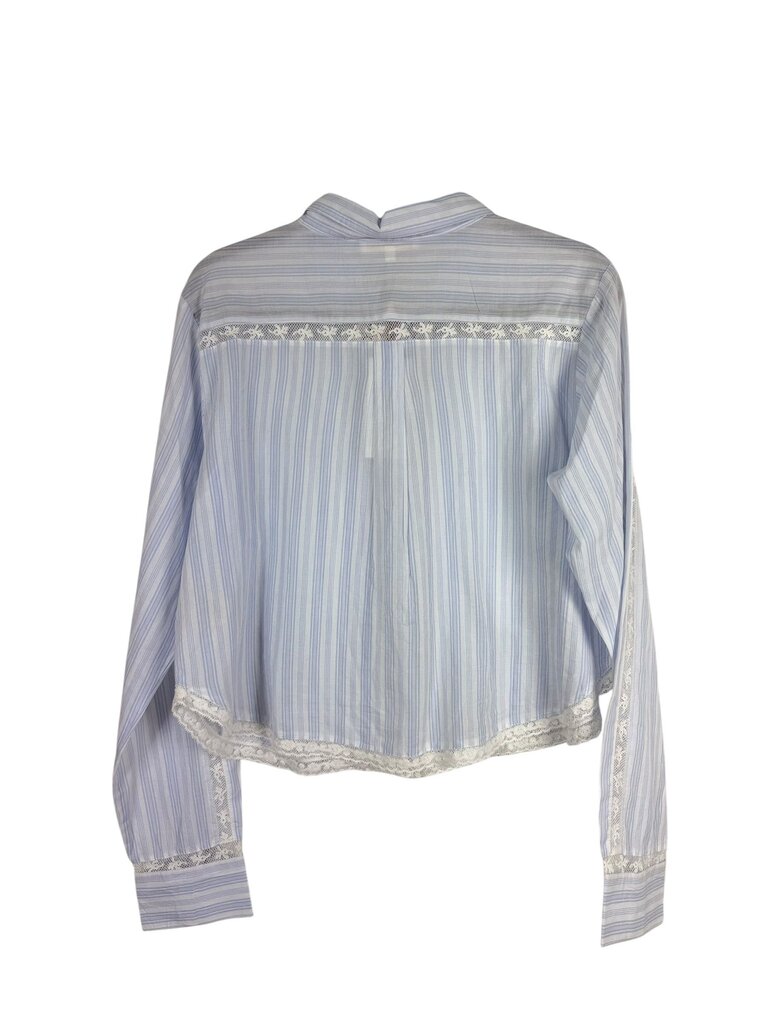 LOVESHACK FANVY LACE TRIM STRIPE BUTTON DOWN