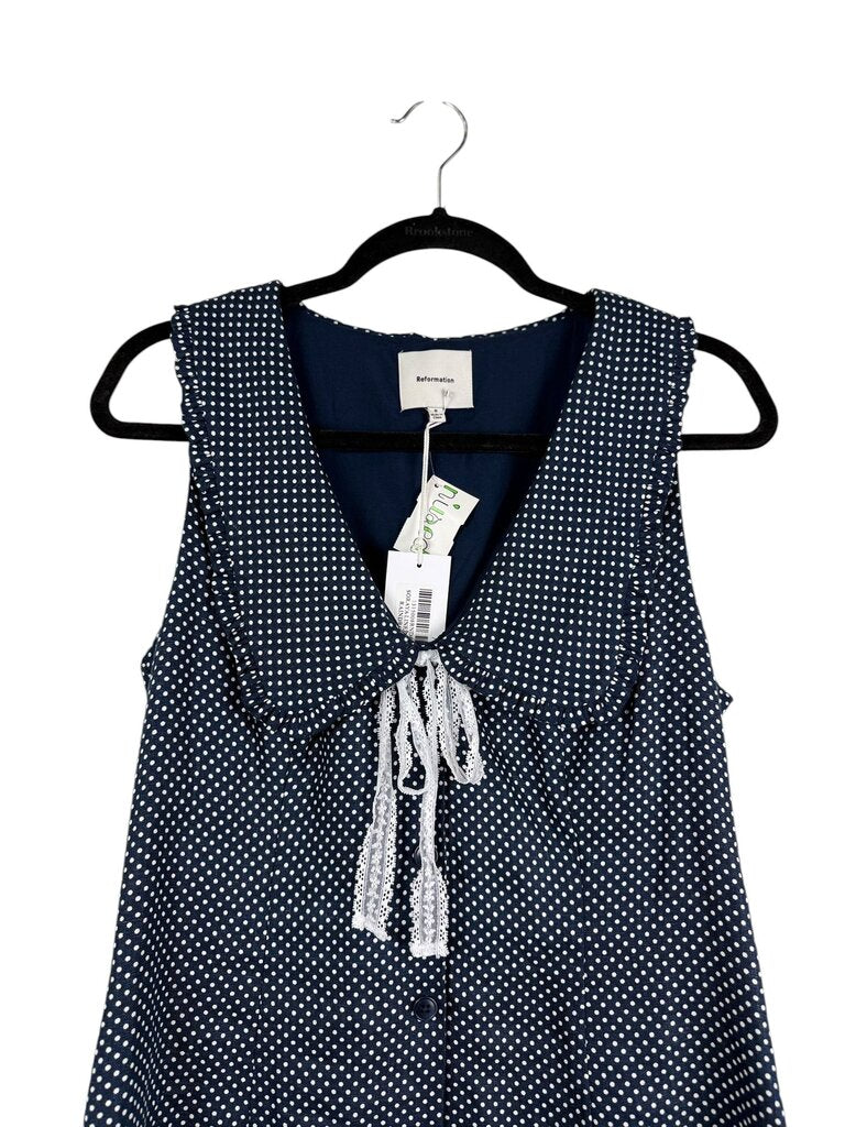 REFORMATION POLKA DOT BUTTON SHIRT DRESS