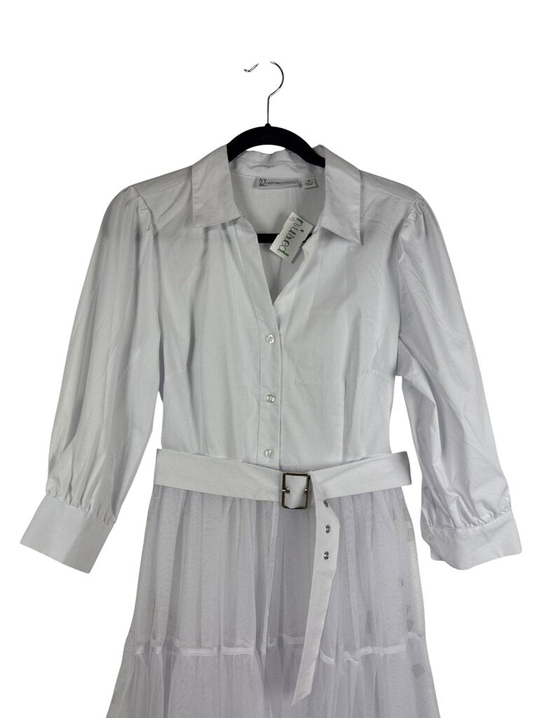 NY & CO BELTED TULLE SHIRT DRESS