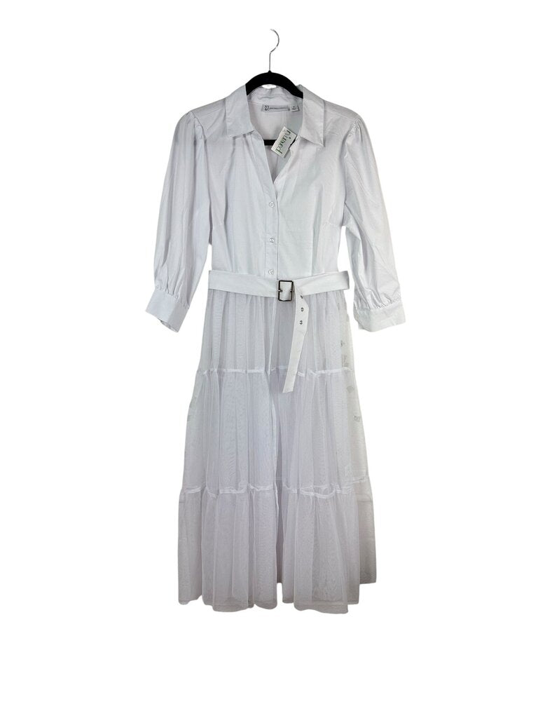 NY & CO BELTED TULLE SHIRT DRESS
