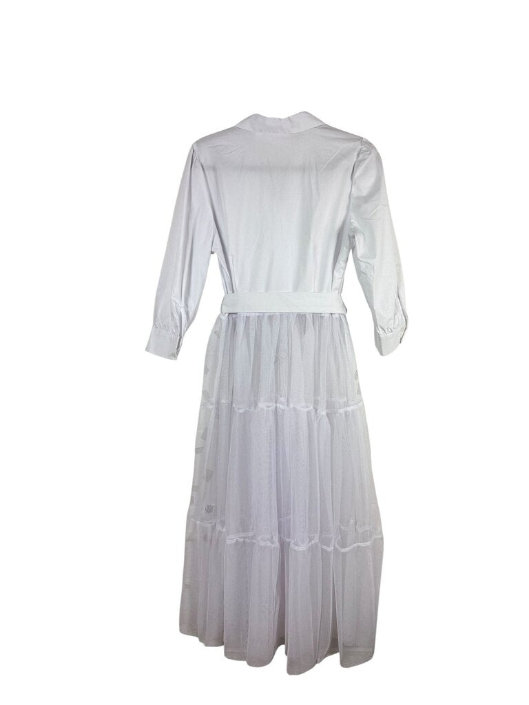 NY & CO BELTED TULLE SHIRT DRESS