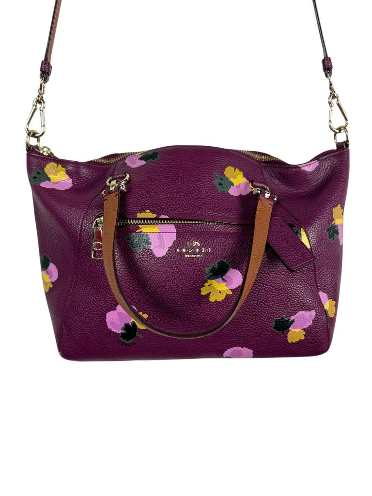 COACH PEBBLE LEATHER FLORAL SATCHEL