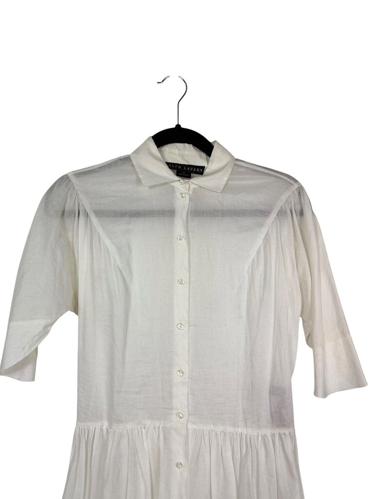 RALPH LAUREN 100% COTTON SHEER BELTED DRESS