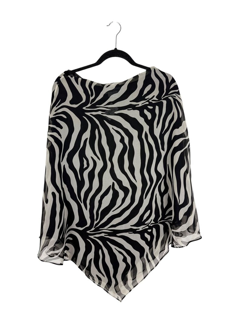 ADRIENNE LANDAU 100% SILK ZEBRA PRINT PONCHO