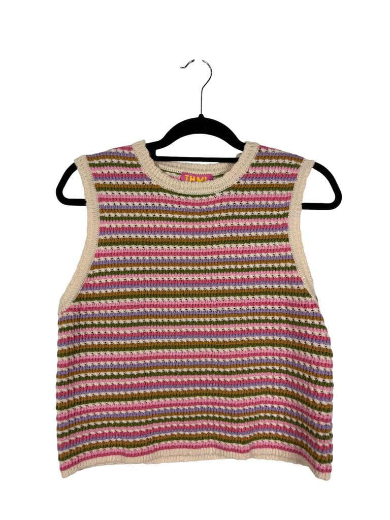 THML STRIPED SLEEVELESS SWEATER