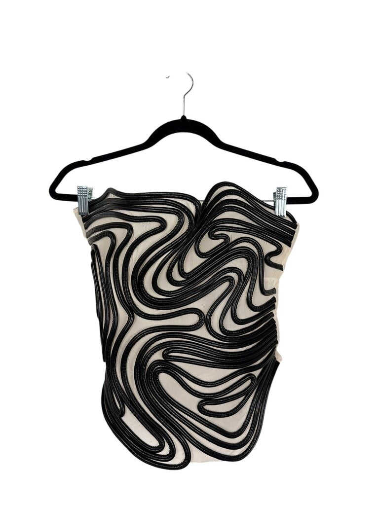 AKIRA VEGAN LEATHER MESH TOP
