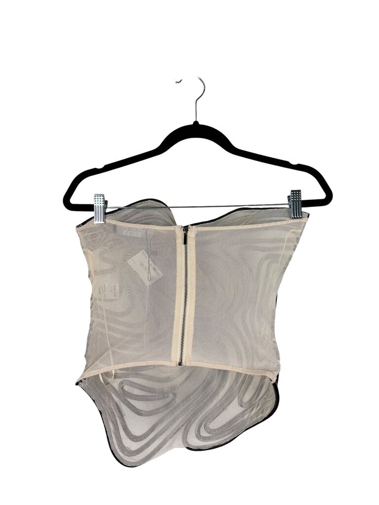 AKIRA VEGAN LEATHER MESH TOP