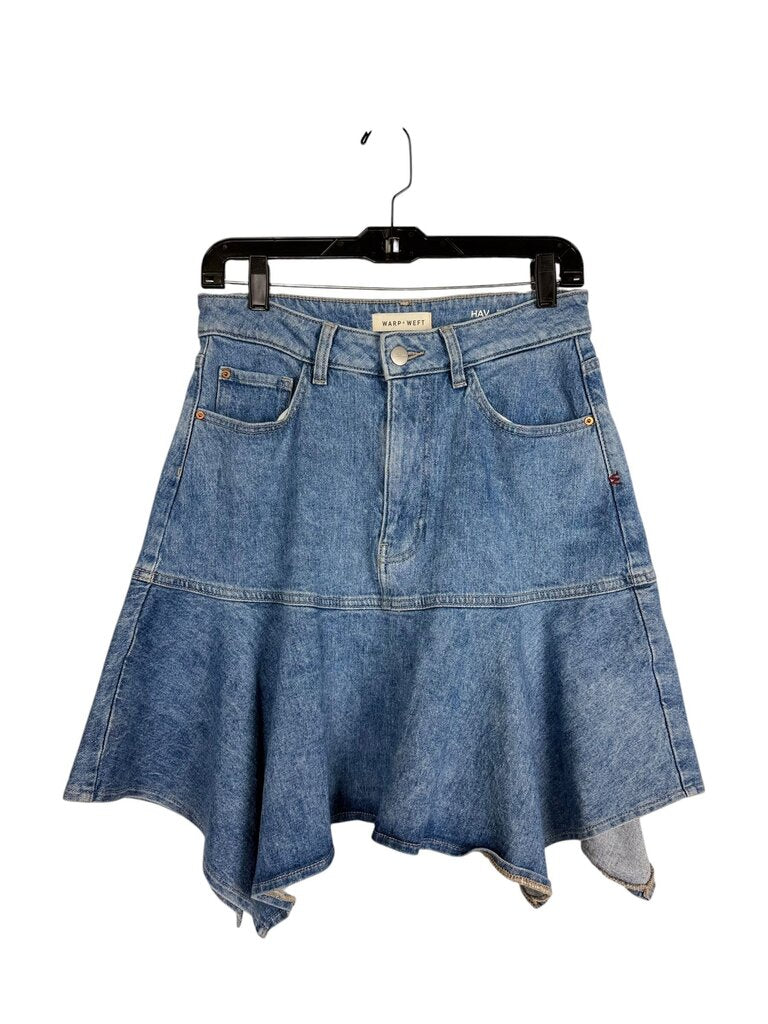 WARP + WEFT ASYM HEM DENIM SKIRT
