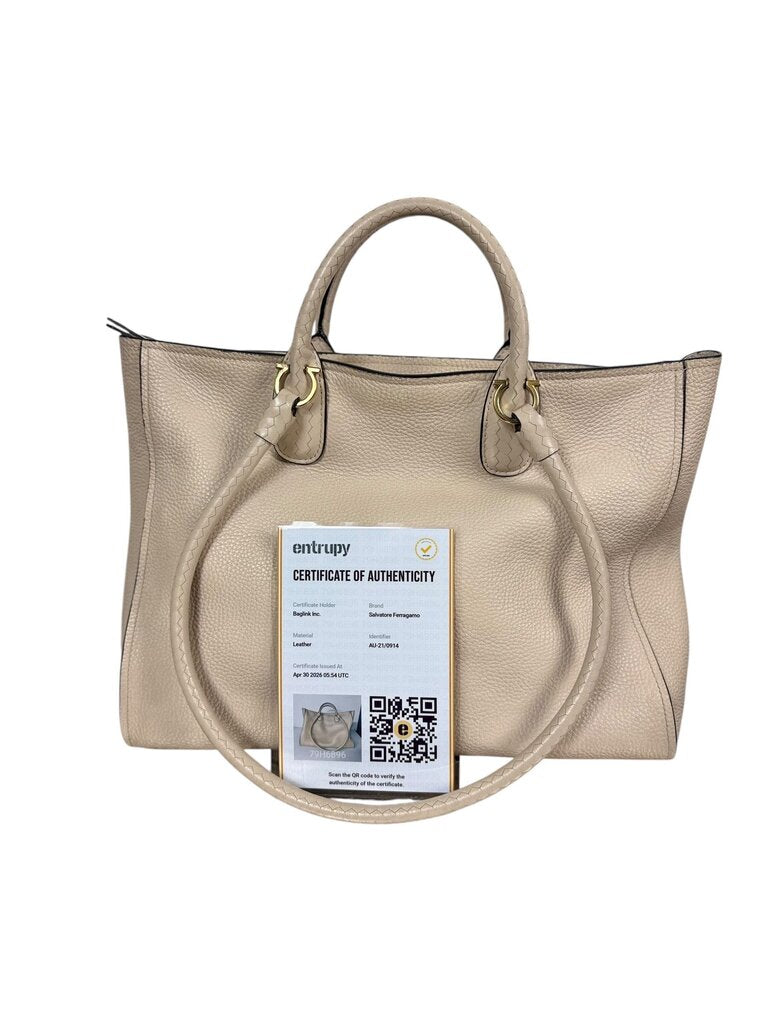 AUTHENTIC SALVATORE FERRAGAMO GANCIO LEATHER TOTE