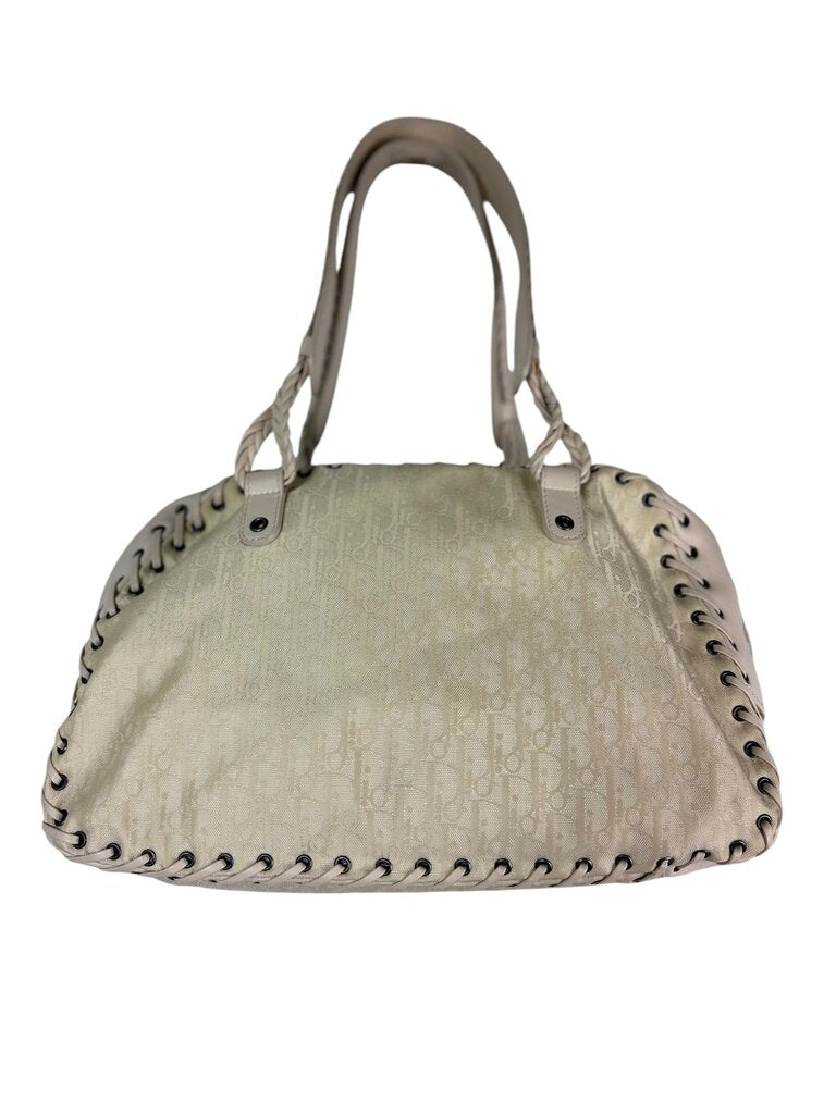 AUTHENTIC CHRISTIAN DIOR FABRIC LOGO WHIPSTITCH SHOULDER BAG