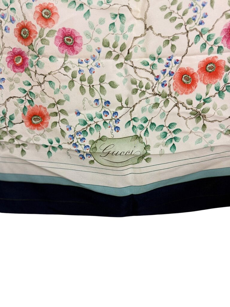 GUCCI HAND ROLLED SILK FLORAL SCARF