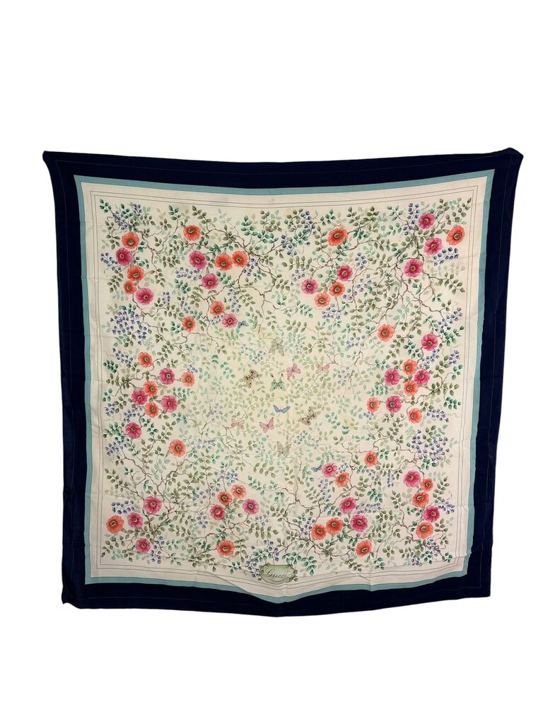 GUCCI HAND ROLLED SILK FLORAL SCARF