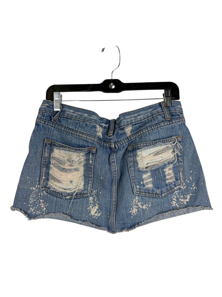 WET SEAL ACID WASH DISTRESSED DENIM MINI SKIRT