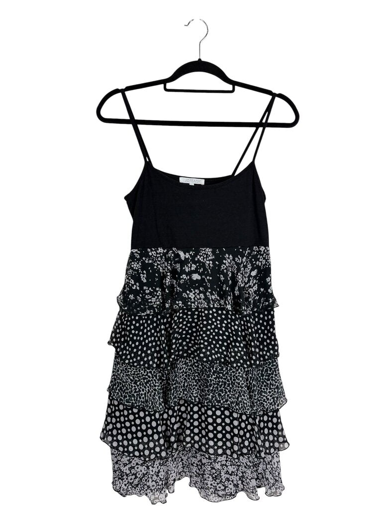 JOFRATI POLKA DOT & FLORAL TIERED DRESS