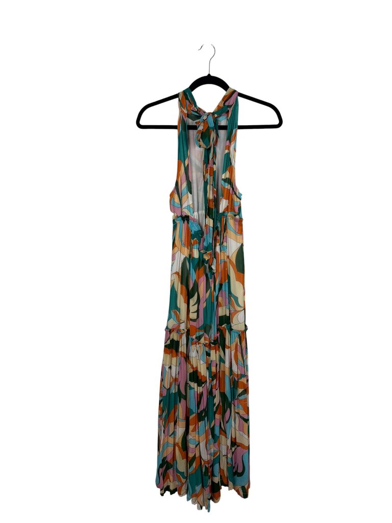 MAEVE ABSTRACT PRINT HALTER MAXI DRESS