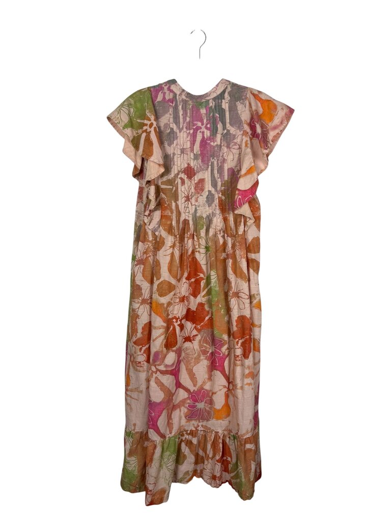 MAEVE RUFFLE TIE DYE FLORAL DRESS