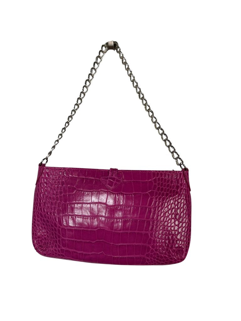 LONGCHAMP CROCODILE EMBOSSED SHOULDER BAG