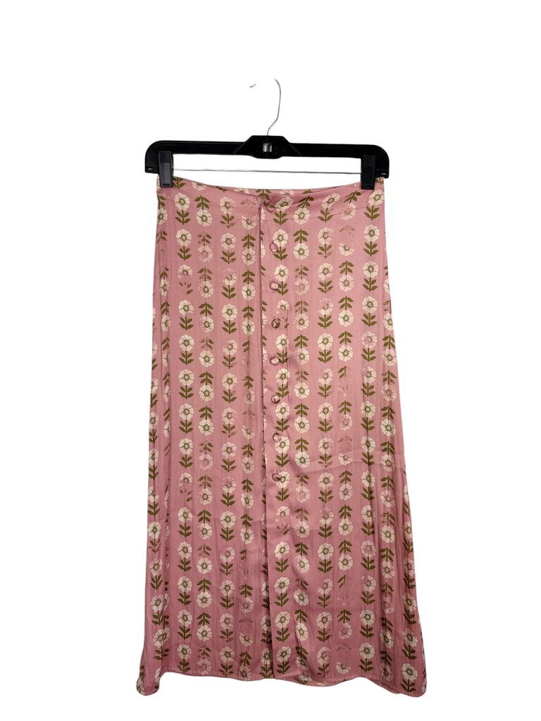 FREE PEOPLE SATIN FLORAL SKIRT
