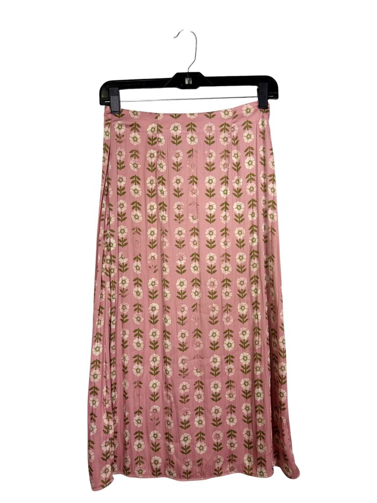 FREE PEOPLE SATIN FLORAL SKIRT