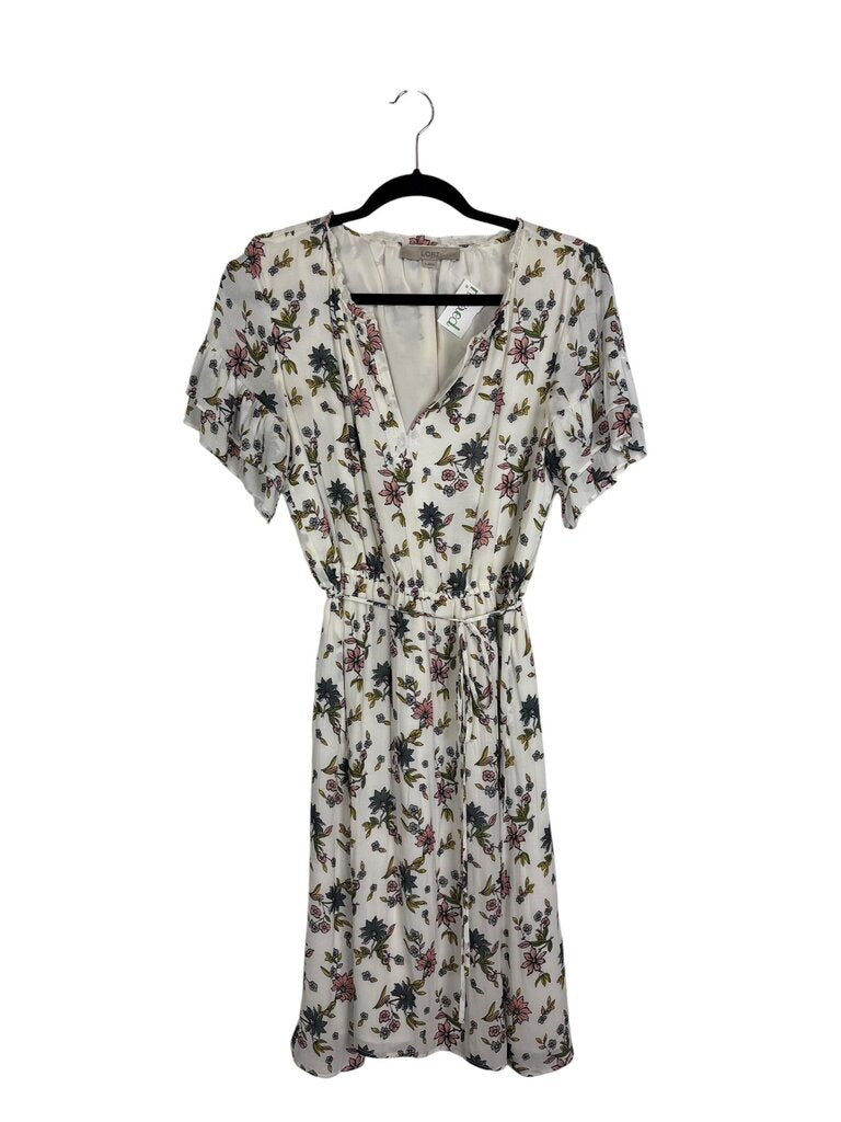 LOFT BELTED FLORAL PRINT DRESS