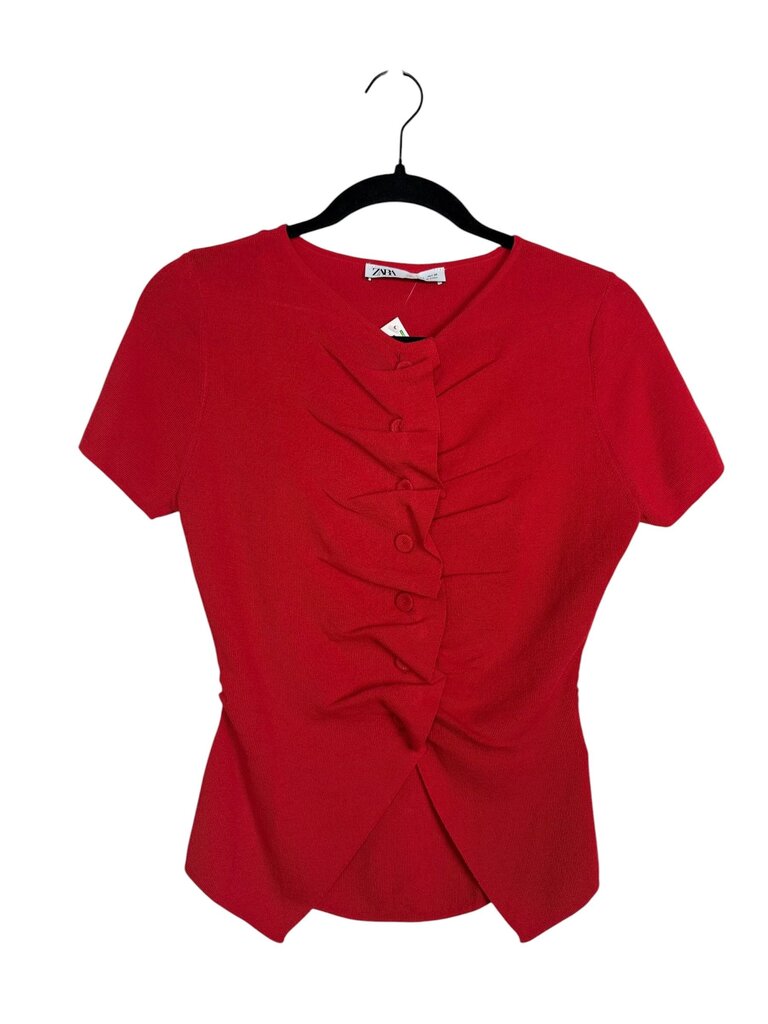 ZARA BUTTON RUFFLE BLOUSE