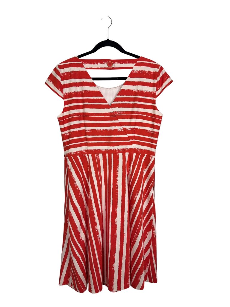 HOBBS STRIPED FIT FLARE DRESS