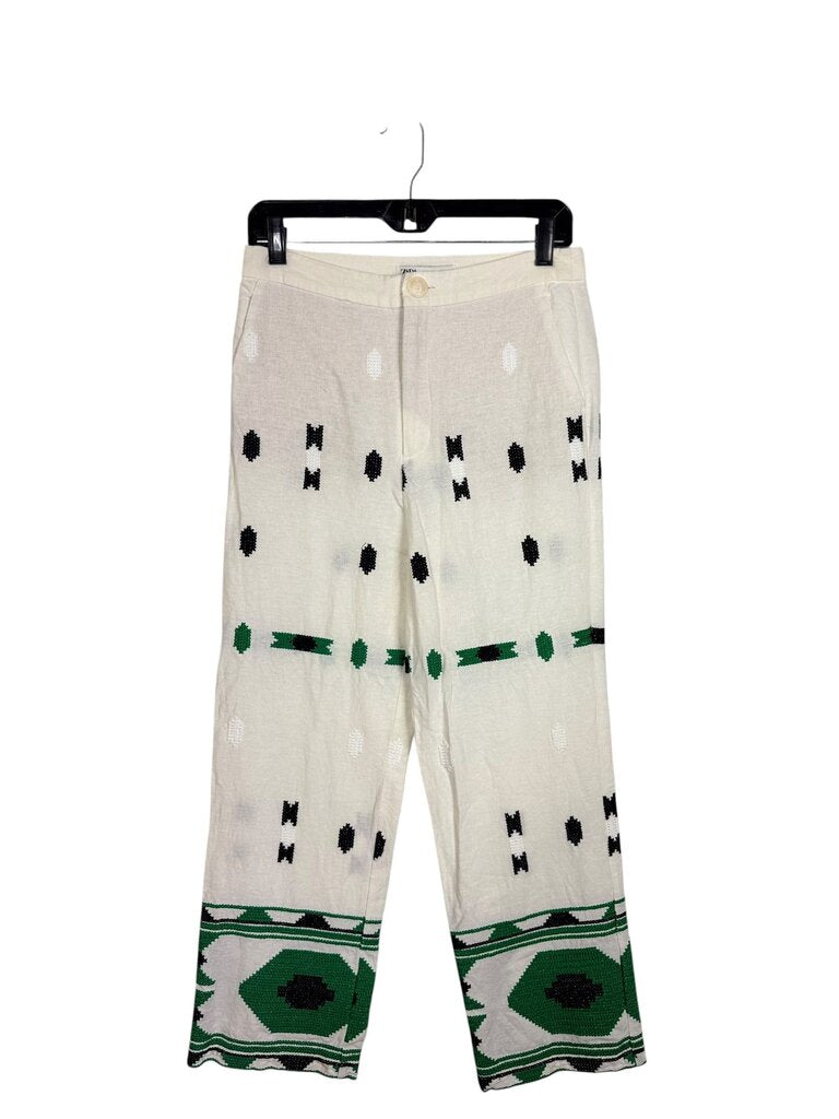 ZARA LINEN GEO PRINT PANTS