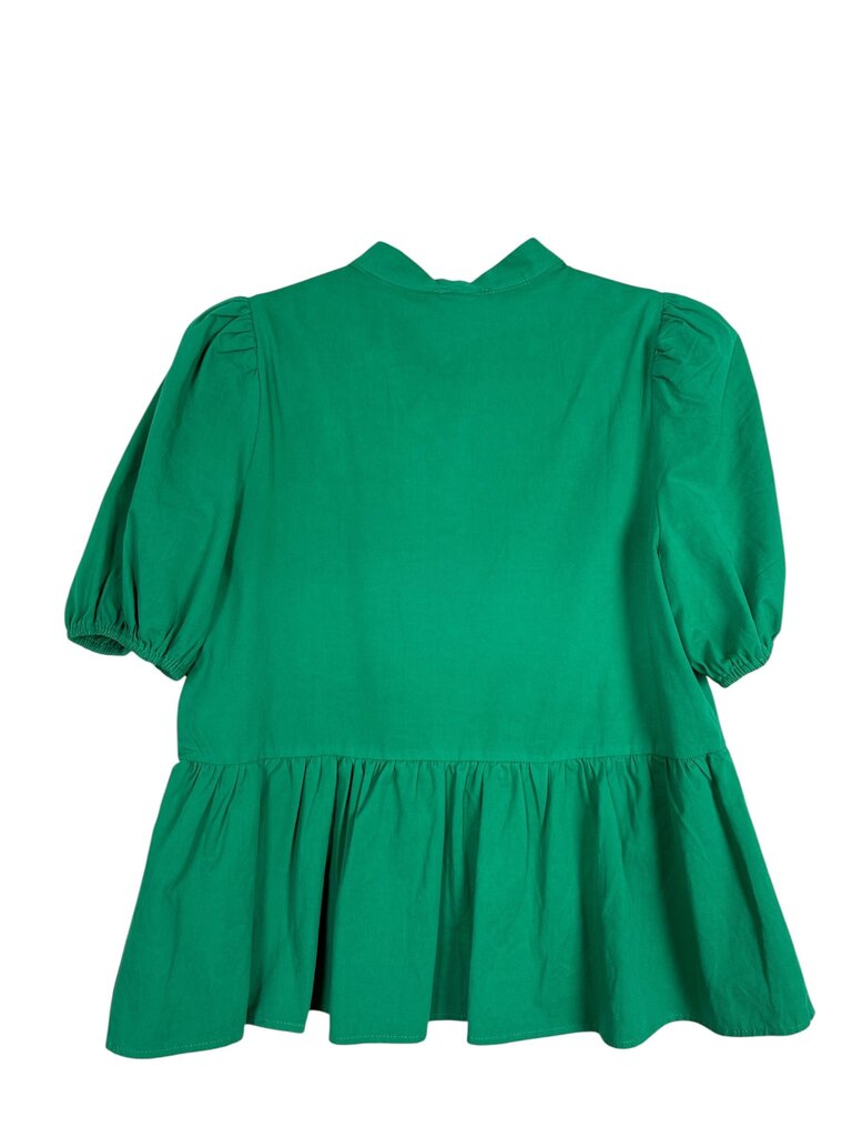 TCEC PEPLUM SCALLOP TRIM BLOUSE