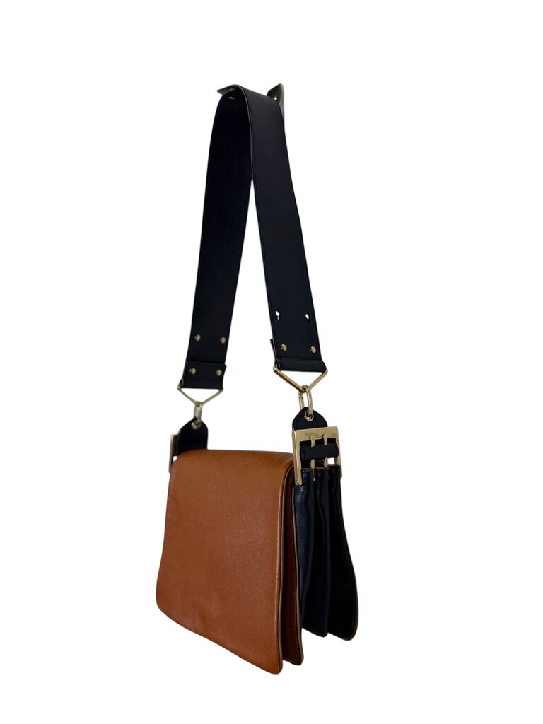 CHLOE LEATHER COLORBLOCK SHOULDER BAG