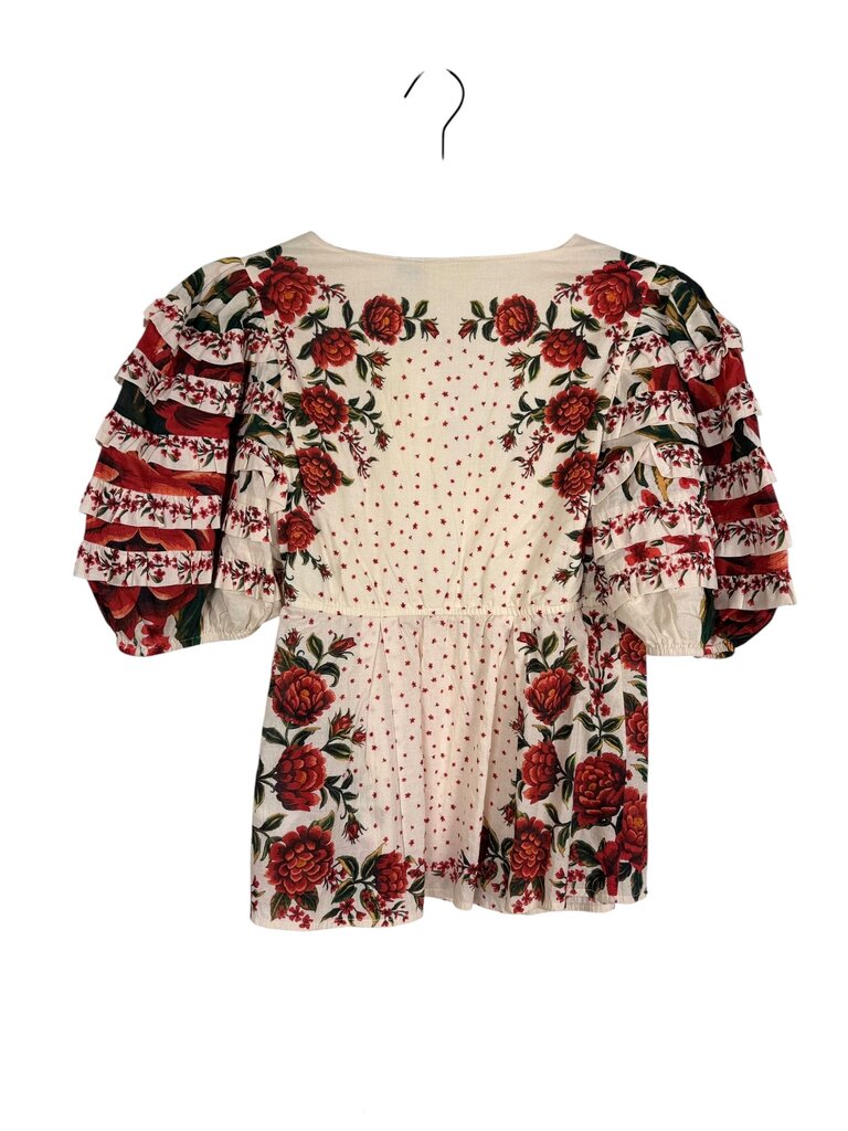 FARM FOR ANTHROPOLOGIE FLORAL WRAP BLOUSE