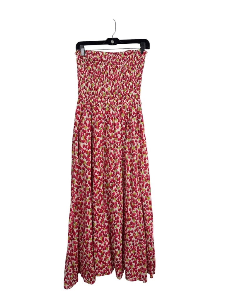 J.CREW STRAPLESS RASPBERRY PRINT SUN DRESS