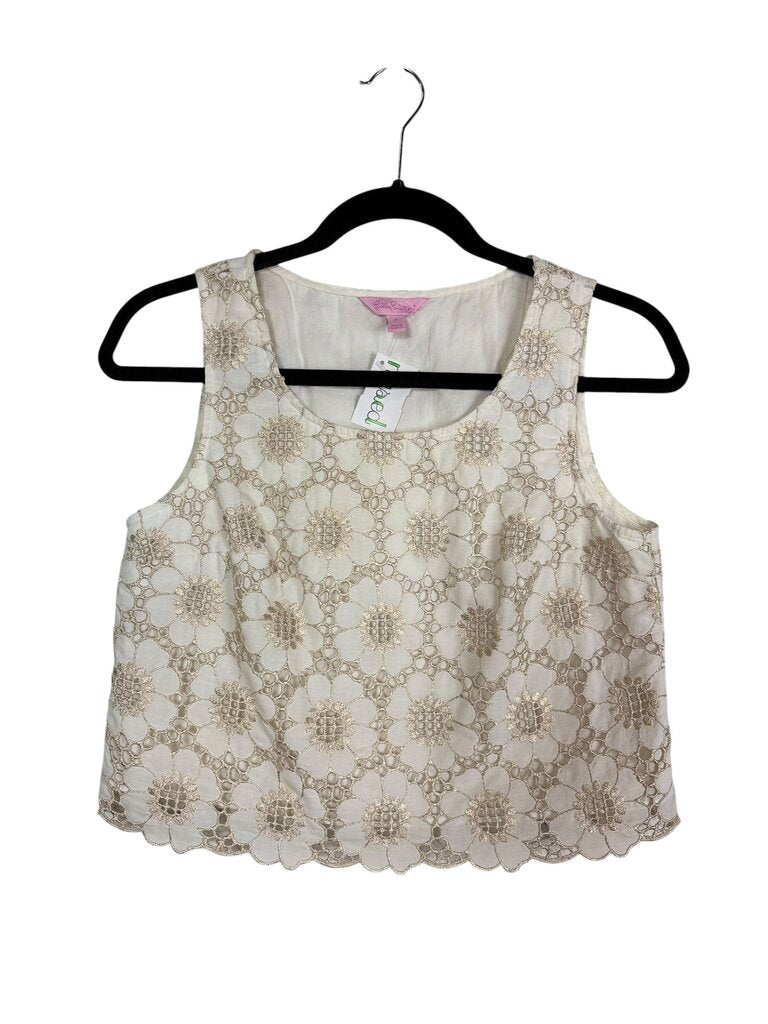 LILLY PULITZER SHIMMER EYELET CROP TOP