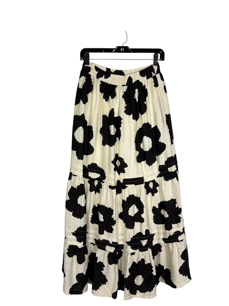 SHE + SKY FLORAL PRINT MIDI SKIRT