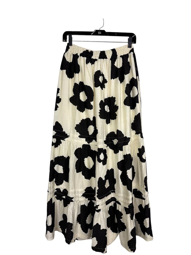 SHE + SKY FLORAL PRINT MIDI SKIRT